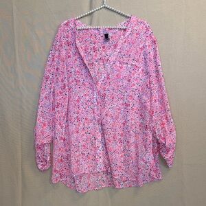 Kut from the Kloth Pink and Blue Floral Top